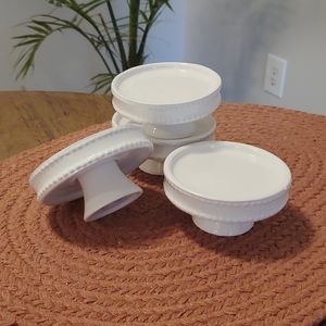 White cup cake pedestals set of four - ceremic- spring - decor